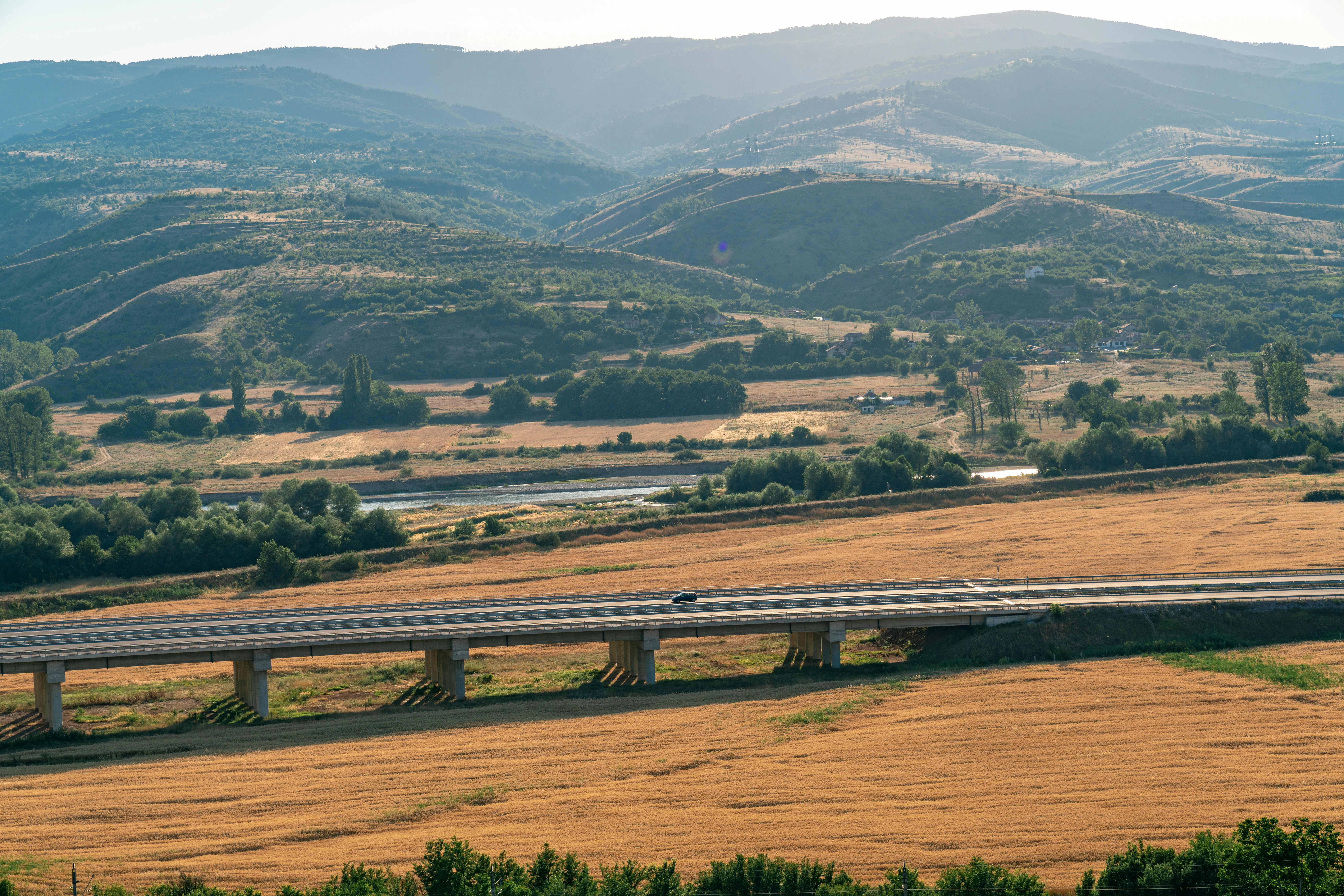 View of a highway located in a mountainous area somewhere in Europe